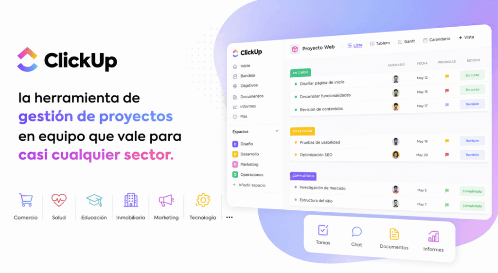 ClickUp: gestión de proyectos en equipo para cualquier sector